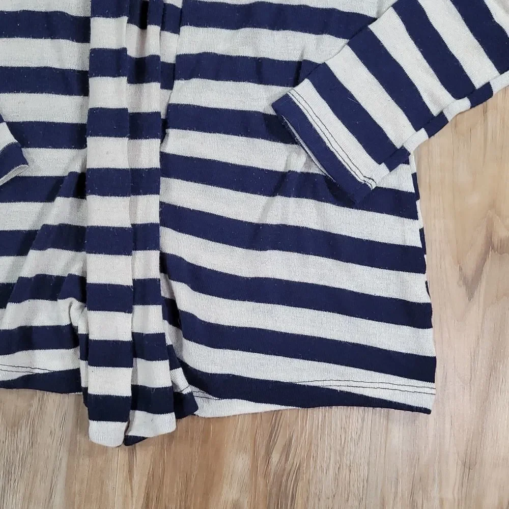 🔸️Always Me Blue Striped Open Front Elbow Patch Sweater Medium - Picture 7 of 9